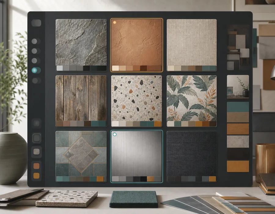 A board of generated texture ideas for material exploration